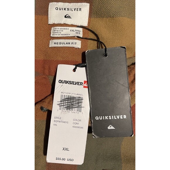 NWT QUICKSILVER Motherfly Flannel Multi Colr Button Down Plaid Shirt Shacket XXL - Picture 8 of 10